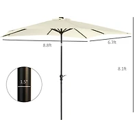 Outsunny 9' x 7' Solar Umbrella, Patio Umbrella with Led Lights