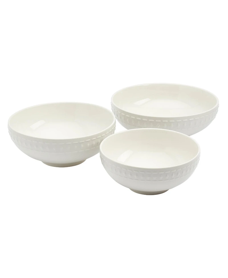 Tabletops Gallery 3-pc Bloom Round Embossed Bowl Set