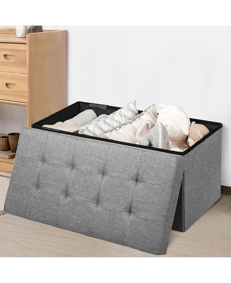 31.5''Fabric Foldable Storage Ottoman Toy Chest W/Removable Storage Bin