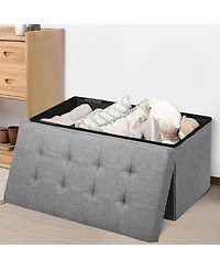 31.5''Fabric Foldable Storage Ottoman Toy Chest W/Removable Storage Bin