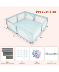 Costway Baby Playpen Large Safety Play Center Yard w/ 50 Ocean Balls