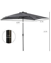 Outsunny 9' x 7' Solar Umbrella, Patio Umbrella with Led Lights