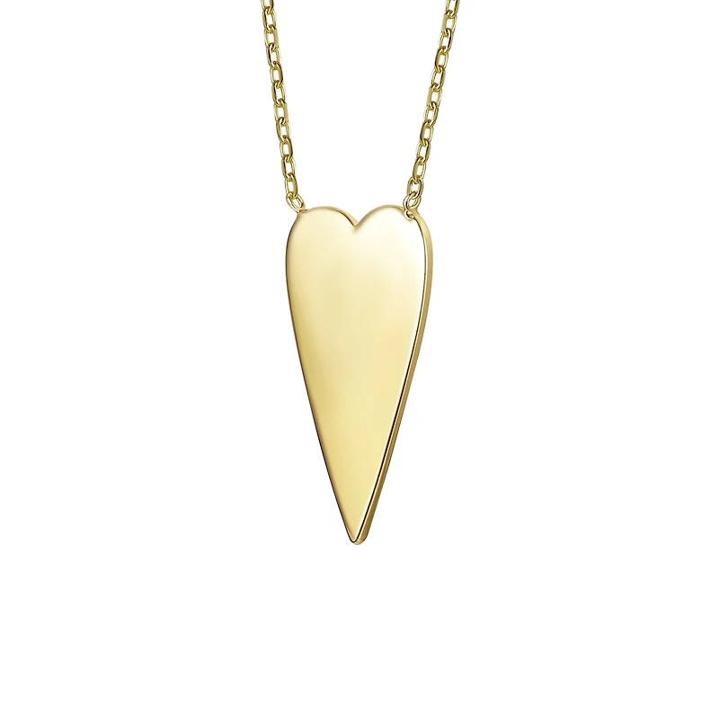 14k Gold Plated Elongated Modern Shiny Heart Layering Necklace