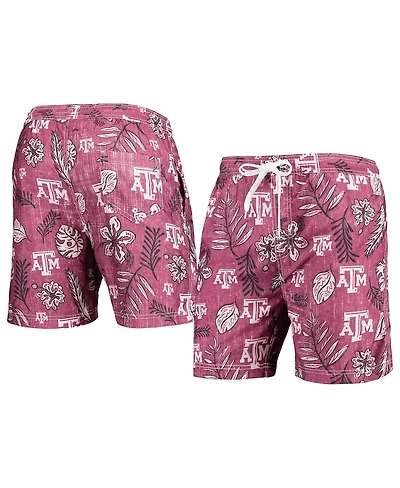 Men's Wes & Willy Maroon Texas A&M Aggies Vintage-Inspired Floral Swim Trunks