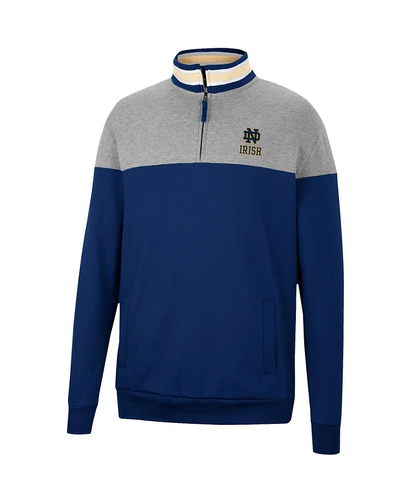 Men's Colosseum Navy, Heather Gray Notre Dame Fighting Irish Be the Ball Quarter-Zip Top