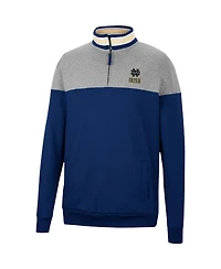Men's Colosseum Navy, Heather Gray Notre Dame Fighting Irish Be the Ball Quarter-Zip Top