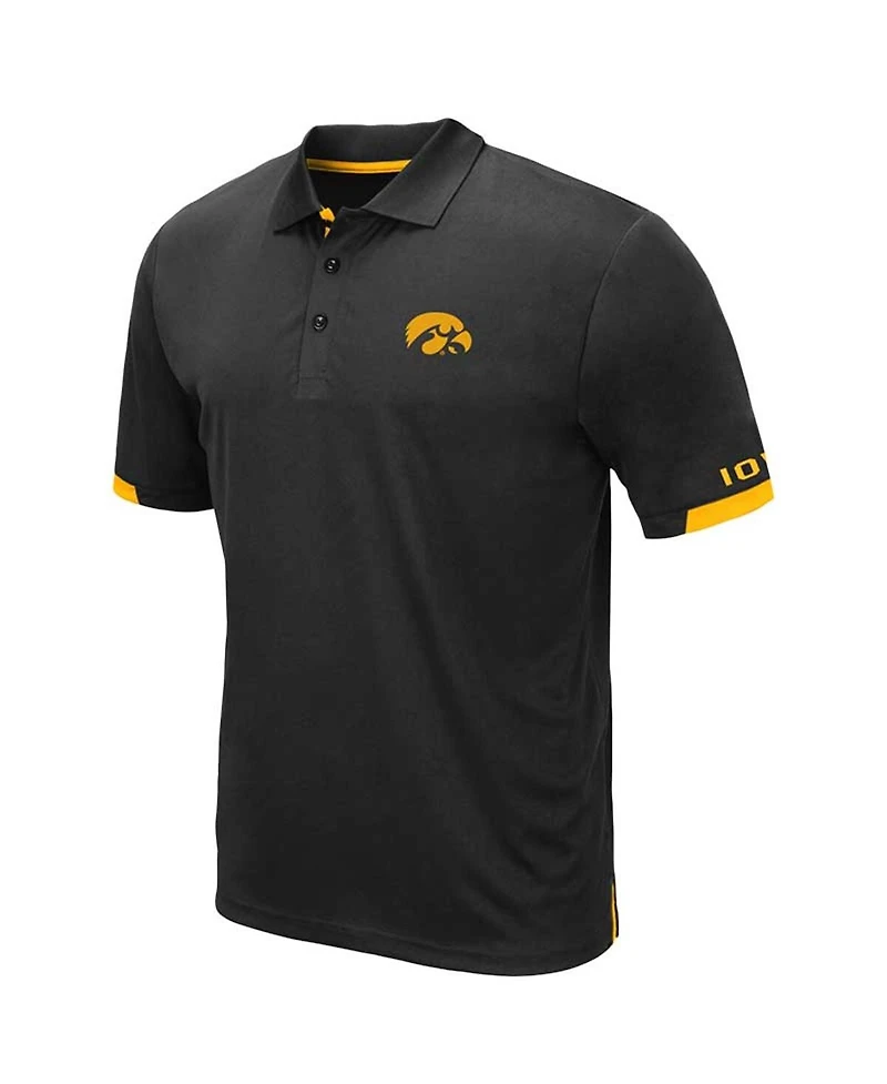 Men's Colosseum Black Iowa Hawkeyes Big and Tall Santry Polo Shirt