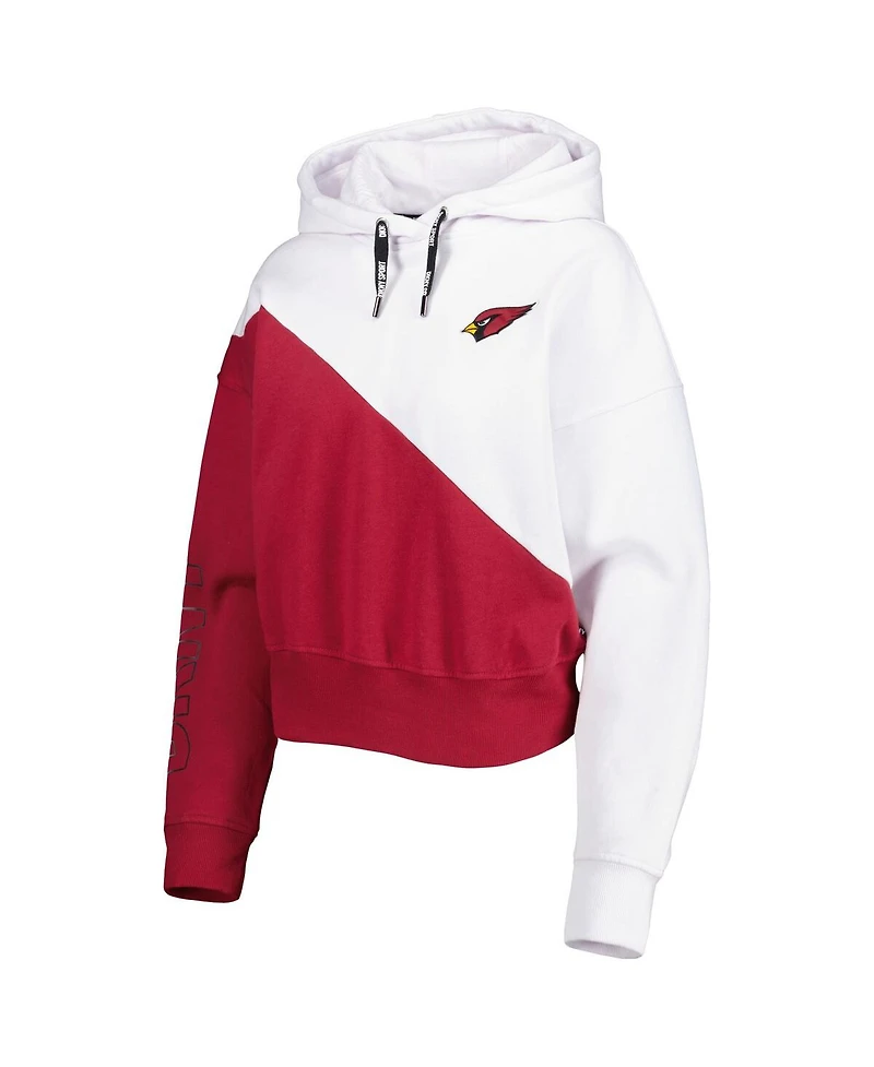 Women's Dkny Sport White, Cardinal Arizona Cardinals Bobbi Color Blocked Pullover Hoodie