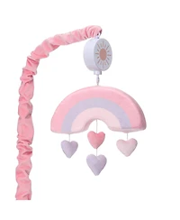 Bedtime Originals Rainbow Hearts Pink/Purple Musical Baby Crib Mobile Soother Toy