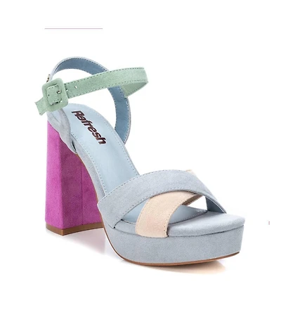 Women's Heeled Suede Sandals With Platform Bl By Xti, Multicolor