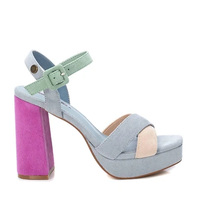 Women's Heeled Suede Sandals With Platform Bl By Xti, Multicolor