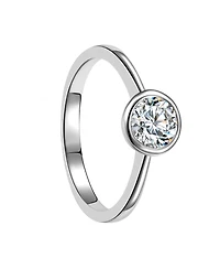 Ra 18K Rose Gold Plated with Cubic Zirconia Modern Bezel Ring