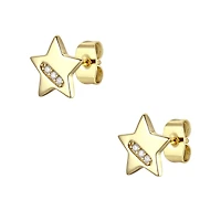 14k Gold Plated with Cubic Zirconia Lucky Star Stud Earrings
