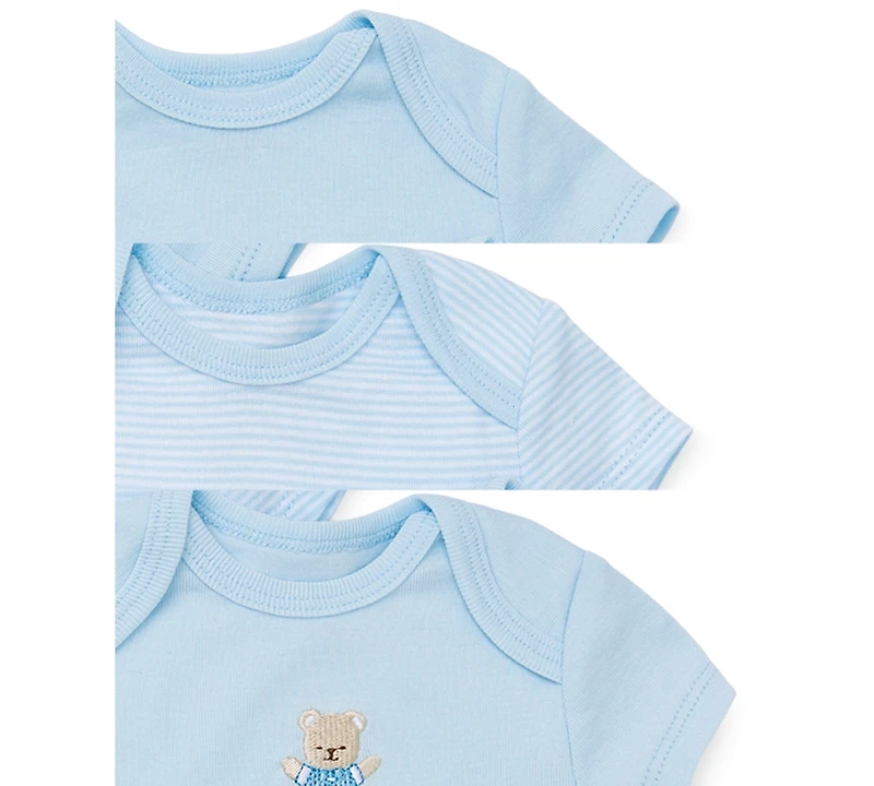 Little Me Baby Boys Cute Bear Cotton Bodysuits, Pack of 3