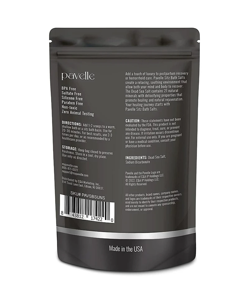 Pavelle Sitz Bath Salts, Dead Sea Salt Bath Soak, Unscented