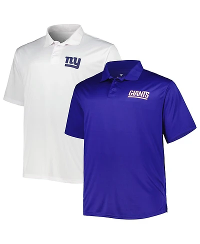 Men's Fanatics Royal and White New York Giants Big and Tall Solid Two-Pack Polo Shirt Set