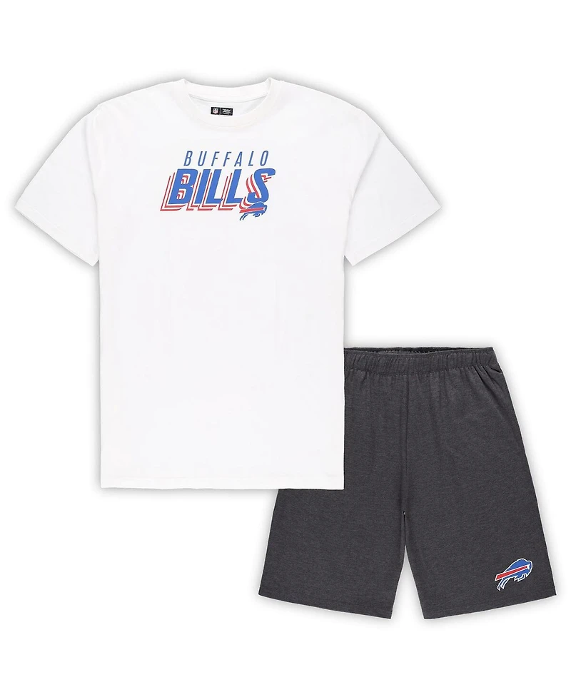 Men's Concepts Sport White, Charcoal Buffalo Bills Big and Tall T-shirt Shorts Set