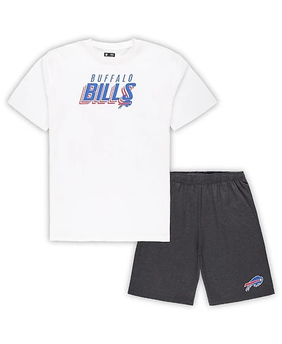 Men's Concepts Sport White, Charcoal Buffalo Bills Big and Tall T-shirt Shorts Set