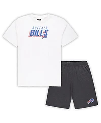 Men's Concepts Sport White, Charcoal Buffalo Bills Big and Tall T-shirt Shorts Set