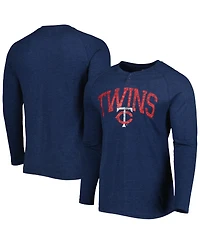 Men's Concepts Sport Heather Navy Minnesota Twins Inertia Raglan Long Sleeve Henley T-shirt