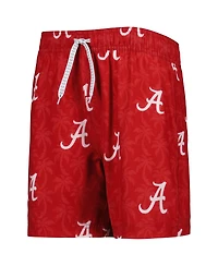 Big Boys Wes & Willy Crimson Alabama Tide Palm Tree Swim Shorts