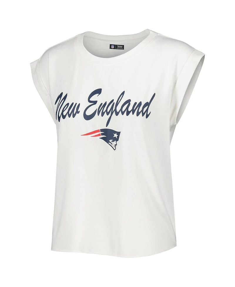 Women's Concepts Sport White, Cream New England Patriots Montana Knit T-shirt and Shorts Sleep Set