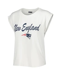 Women's Concepts Sport White, Cream New England Patriots Montana Knit T-shirt and Shorts Sleep Set