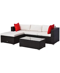 Outsunny 5 Piece Patio Wicker Furniture Set