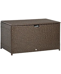 Outsunny 113 Gallon Deck Box with Groove Handle for Garden Tools