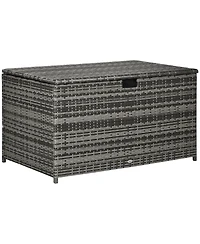Outsunny 113 Gallon Deck Box with Groove Handle for Garden Tools Dark