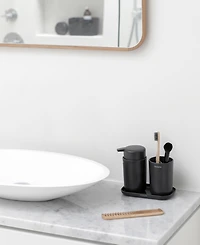 Renew Bathroom Accessory Set of  3 - Soap Dispenser, Toothbrush Holder and Tray