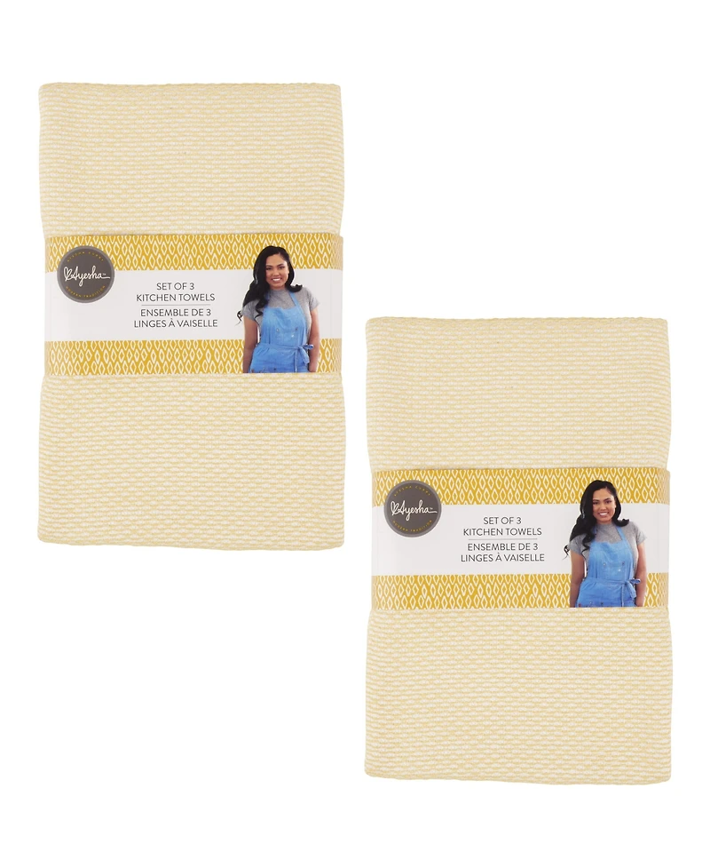 Kaf Home Ayesha Curry Cotton 6 Piece Mixed Utility Kitchen Dish Towel, 18" x 28"