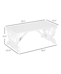Outsunny 2-Person Garden Bench Outdoor Wagon Wheel Porch Bench for Backyard, Patio, Garden White
