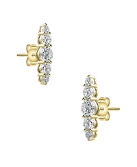 Sterling Silver Cubic Zirconia 5-Stone Linear Journey Earrings