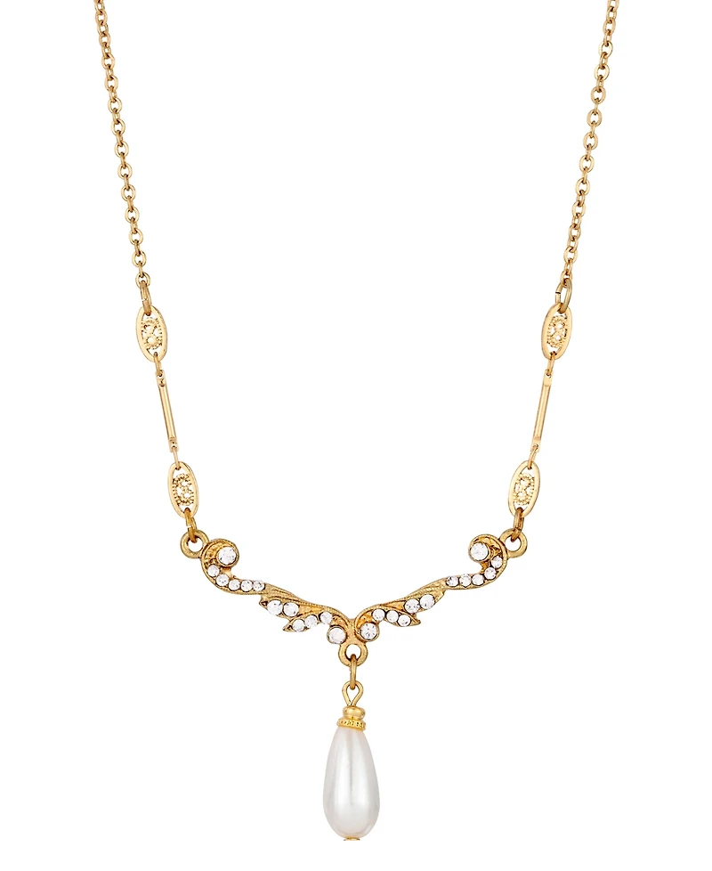 2028 Imitation Pearl Crystal Necklace