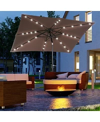 Outsunny 9' x 7' Solar Umbrella, Patio Umbrella with Led