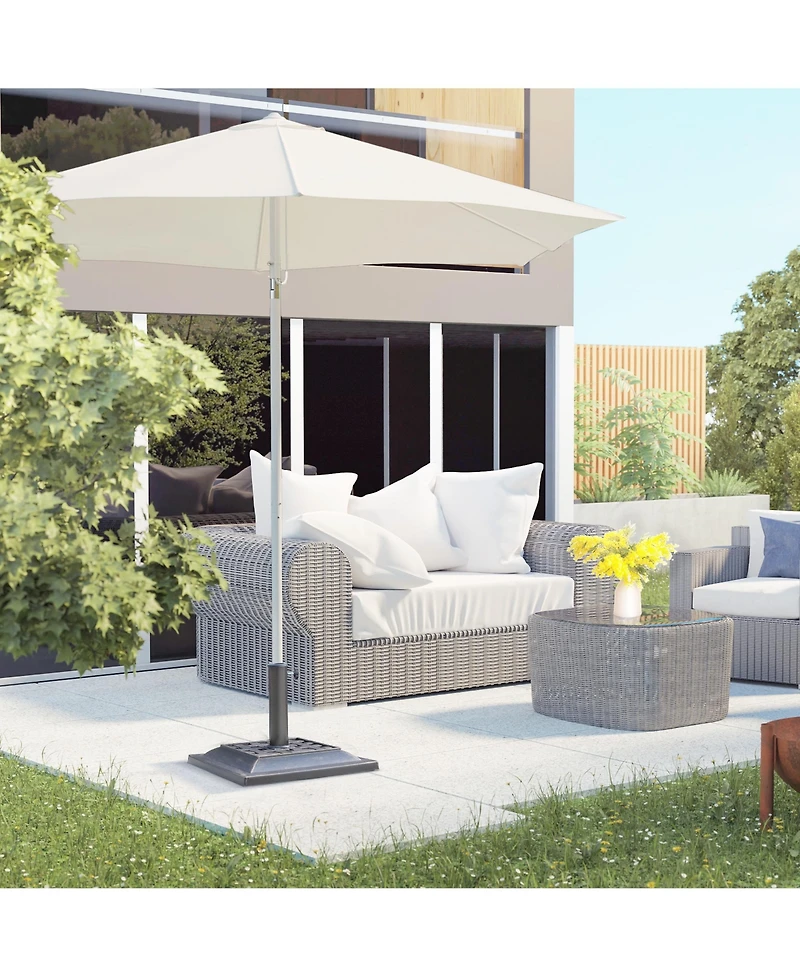 Outsunny 20 lbs Square Resin Umbrella Holder Base w/ Decorative Pattern