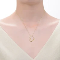 Sterling Silver 14k Gold Plated with Cubic Zirconia Heart Pendant Necklace