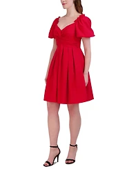 julia jordan Women's Knot-Front Short-Sleeve Pleated Dress