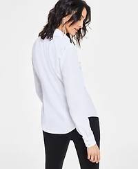 I.n.c. International Concepts Women's Collared Button-Down Blouse, Created for Macy's