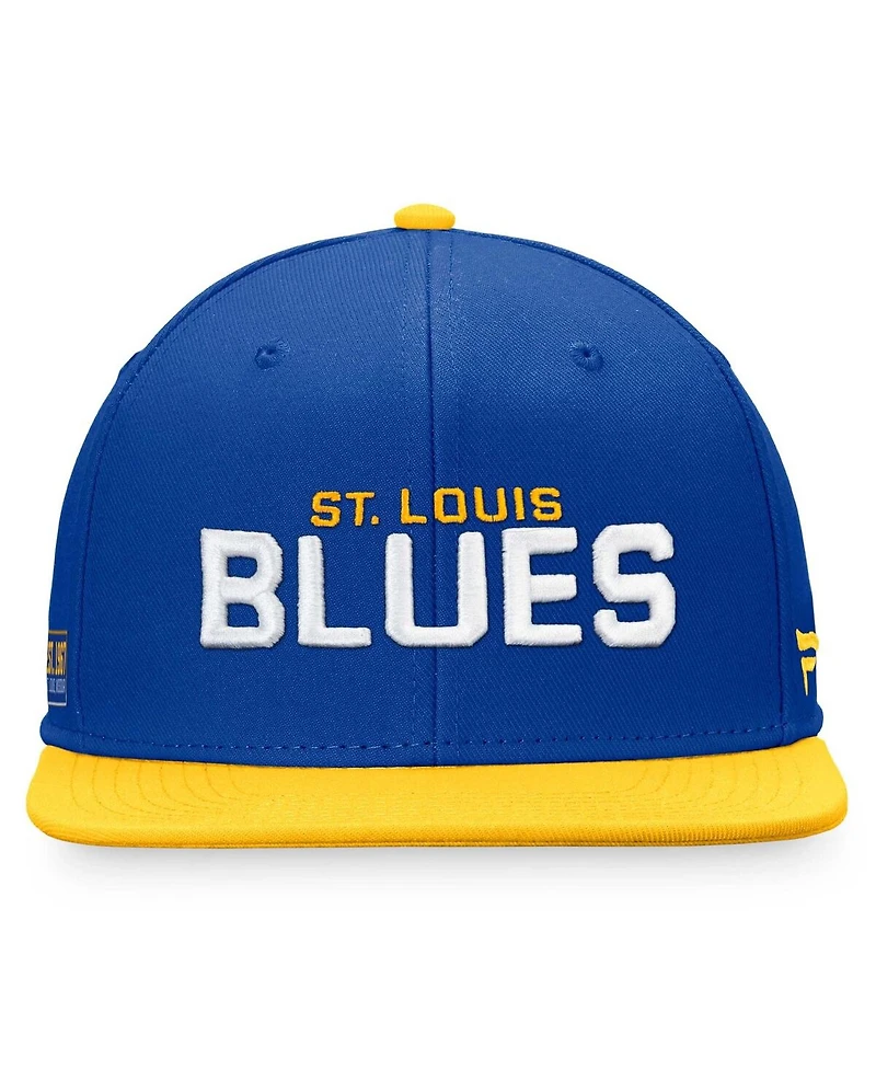Men's Fanatics Blue, Gold St. Louis Blues Iconic Color Blocked Snapback Hat