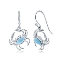 Sterling Silver Larimar Crab Earrings