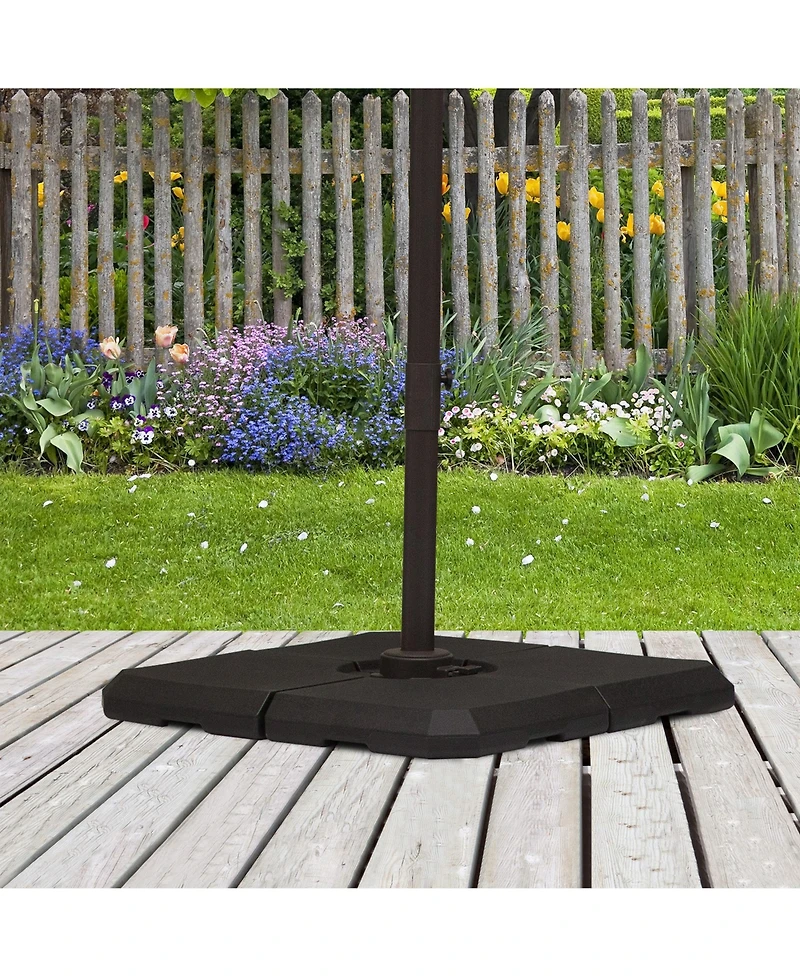 Outsunny 4-Piece Patio Umbrella Base, Outdoor Cantilever Offset Umbrella Weights Stand w/ Cross Bar Channel Grooves for Powerful Support, 264lb Capaci