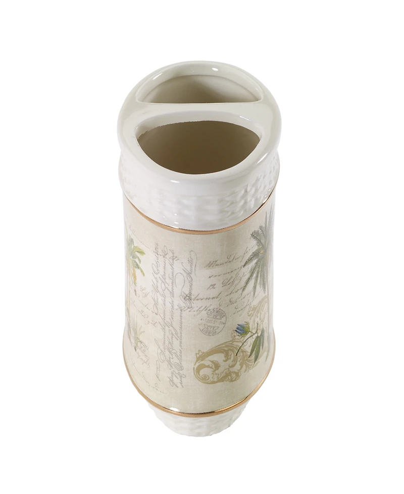Avanti Colony Palm Tree Textured Ceramic Toothbrush Holder