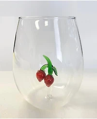 Strawberry 22 oz Stemless Wine Glasses, Set of 2