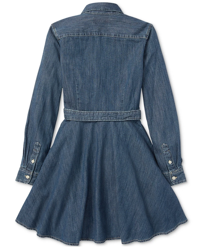 Toddler and Little Girls Belted Cotton Chino Shirtdress
