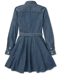 Toddler and Little Girls Belted Cotton Chino Shirtdress