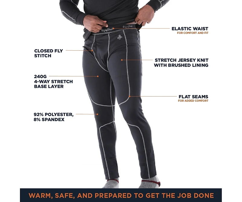 RefrigiWear Men's Heavyweight Stretch Knit Base-Layer Bottoms