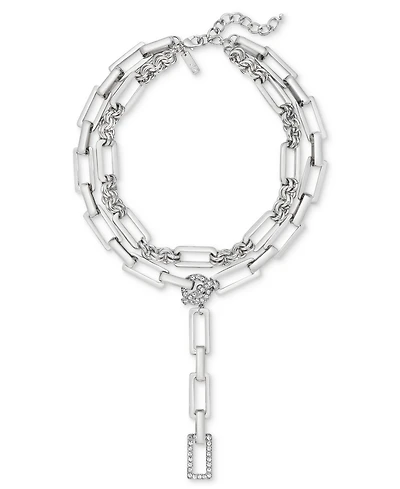 I.n.c. International Concepts Silver-Tone Pave Link Layered Lariat Necklace, 18" + 3" extender, Exclusively at Macy's