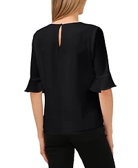 CeCe Women's Ruffled-Cuff 3/4-Sleeve Crew Neck Blouse